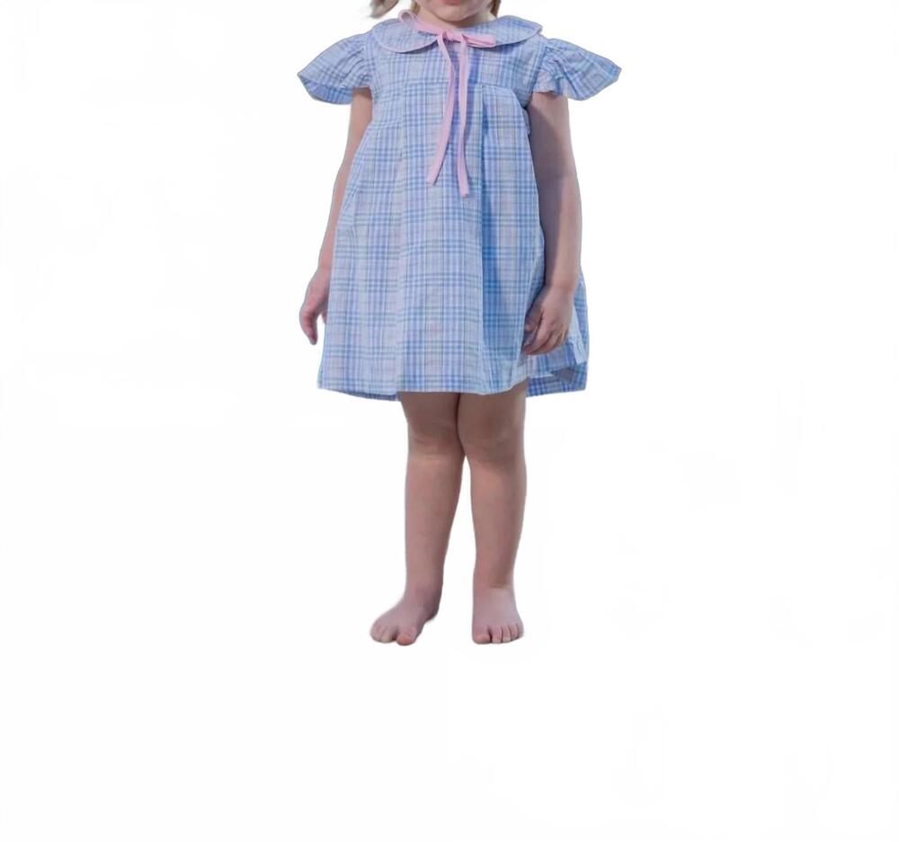 NEW THE OAKS APPAREL fallon spring plaid bloomer dress in blue